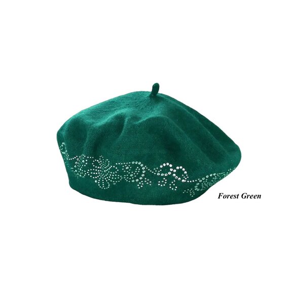 Studded Floral Design Beret NWT – Women’s Winter Hat - Picture 4 of 11